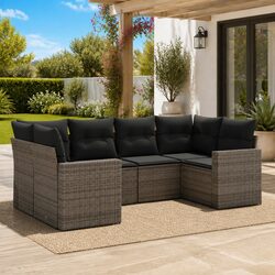 Elevate Your Outdoor Space with 6 Piece Grey Sectional Sofa Set