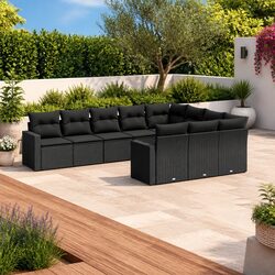 Elevate Your Patio with This Black 10-Piece Sofa Set