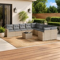 Transform Your Patio with the 11 Piece Beige Garden Sofa Set