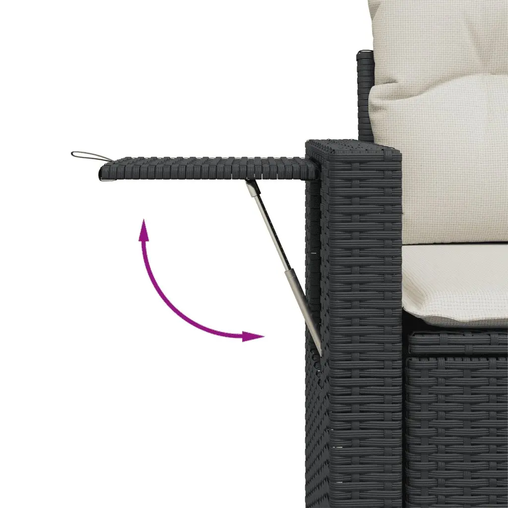 7 Piece Outdoor Garden Sofa Set with Cushions Storage Black Poly Rattan