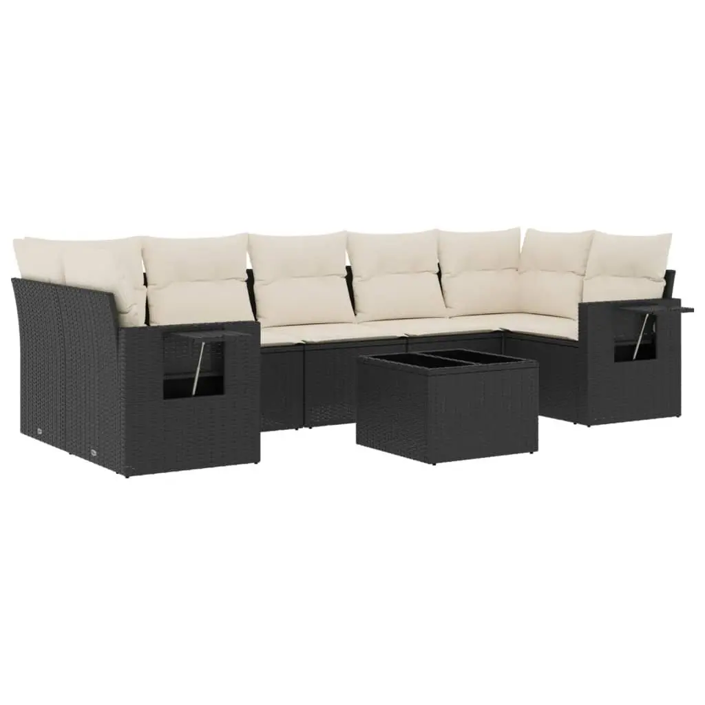 Garden Sofa Set 8 Piece Modular Outdoor Furniture with Storage and Foldable Side Table