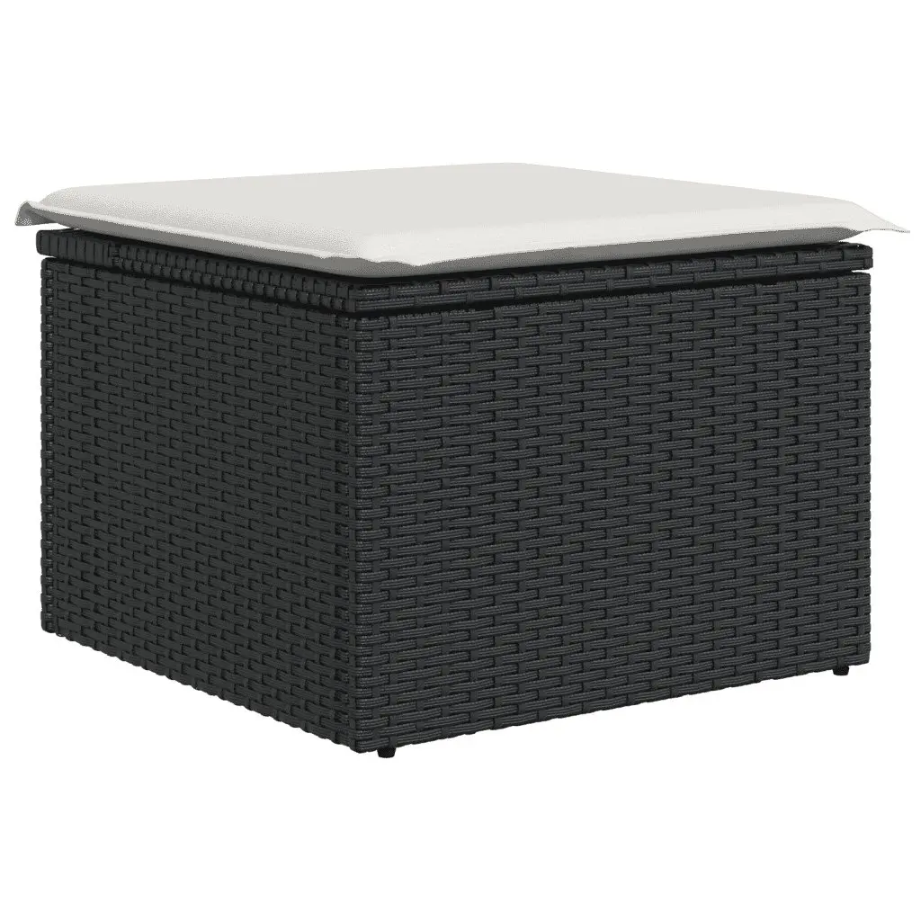 7 Piece Modular Outdoor Sofa Set Black PE Rattan with Cushions and Storage Bag