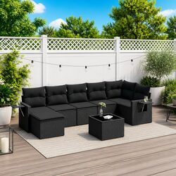 Black Outdoor Patio Sofa Set - 8 Pieces with Storage