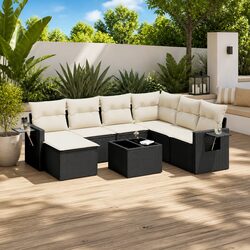 8 Piece Black Garden Sofa Set for Outdoor Comfort