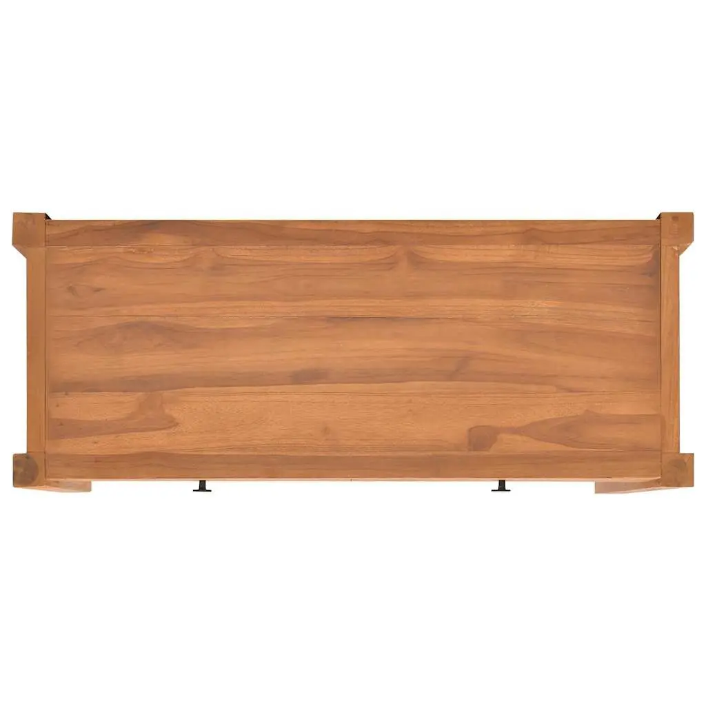 TV Cabinet 100x40x45 cm Teak Wood Storage Unit with 2 Drawers