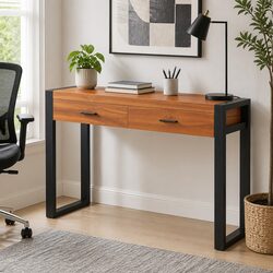 Rustic 2-Drawer Office Desk 100x40x75 cm in Brown