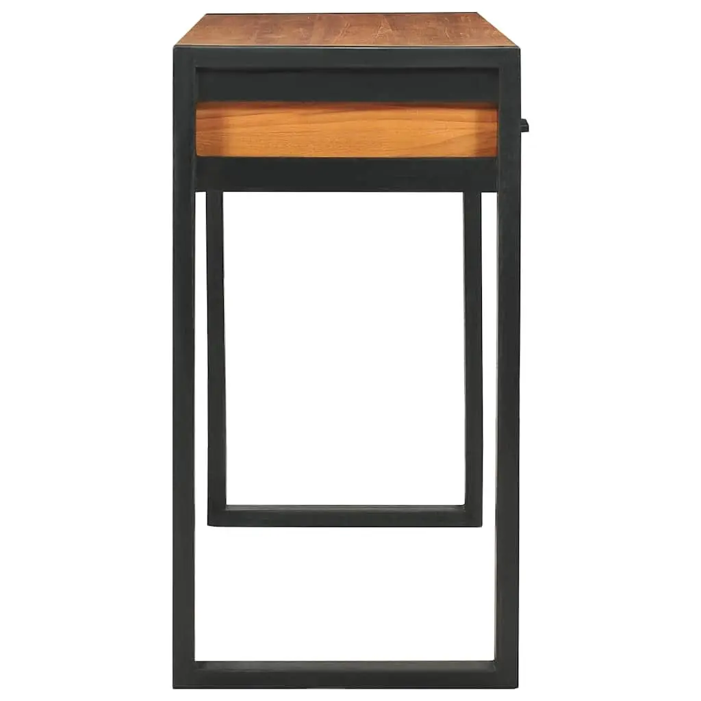 Wooden Desk 100x40x75 cm Two Drawers Rustic Brown Teak Office Table Storage Furniture