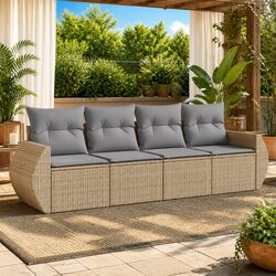 Outdoor 4 Piece Sofa Set with Storage Bags and Cushions