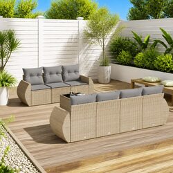 Beige Outdoor 8-Piece Sofa Set for Inviting Spaces