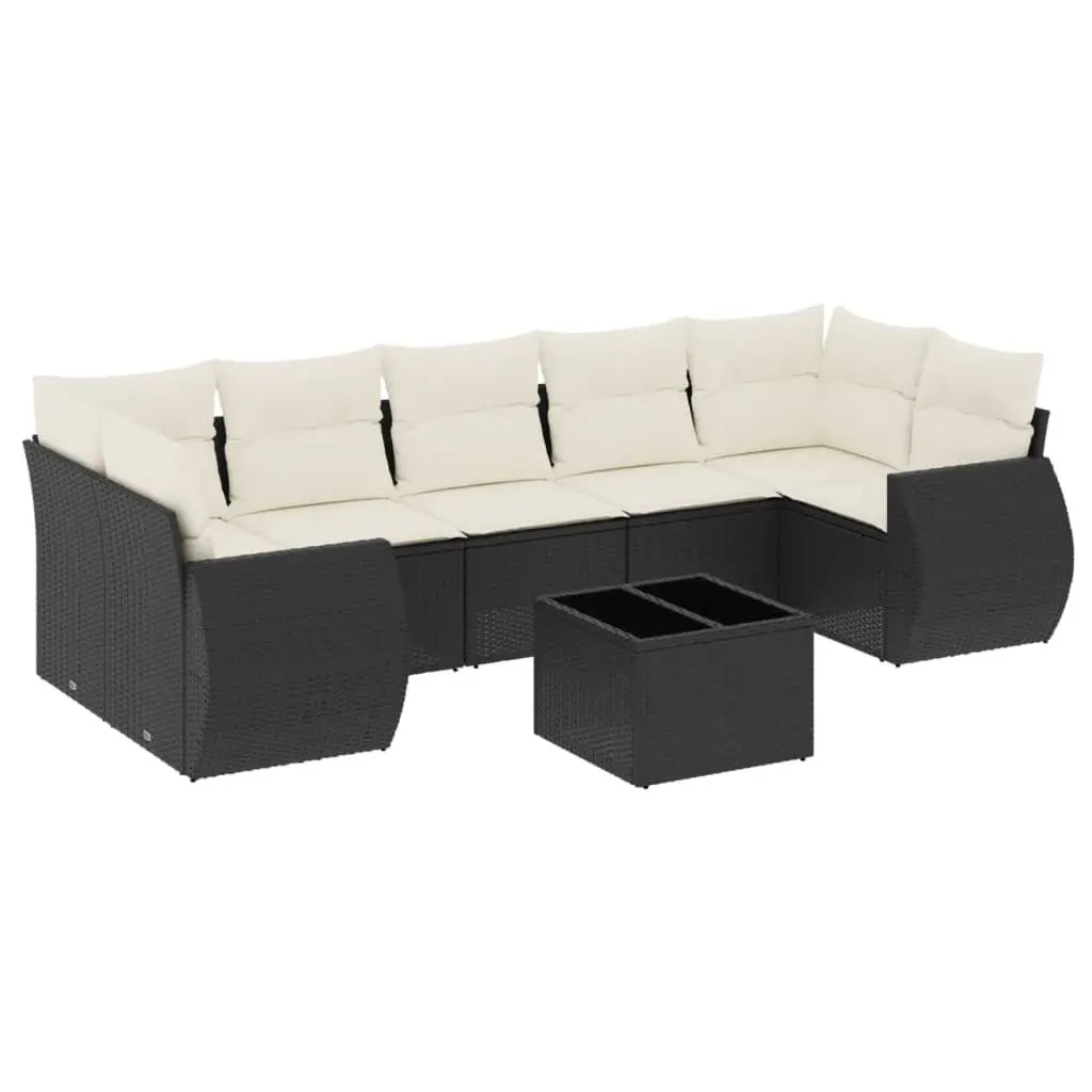 Garden Sofa Set 8 Piece Outdoor Patio Furniture Black Poly Rattan Modular with