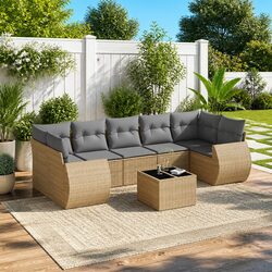 8-Piece Patio Sofa Set in Beige for Relaxing Outdoors