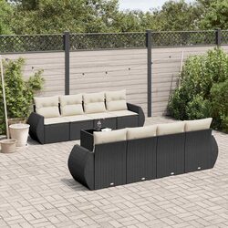 Stylish Black Outdoor 9 Piece Sofa Set with Storage