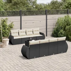 Stylish Black Outdoor 9 Piece Sofa Set with Storage