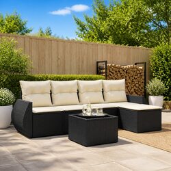 Transform Your Outdoors with 6 Piece Black Patio Sofa Set