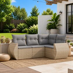 4-Piece Beige Patio Sofa Set for Outdoor Relaxation