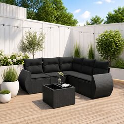 6-Piece Garden Sofa Set Outdoor Furniture Patio Seating with Cushions Black