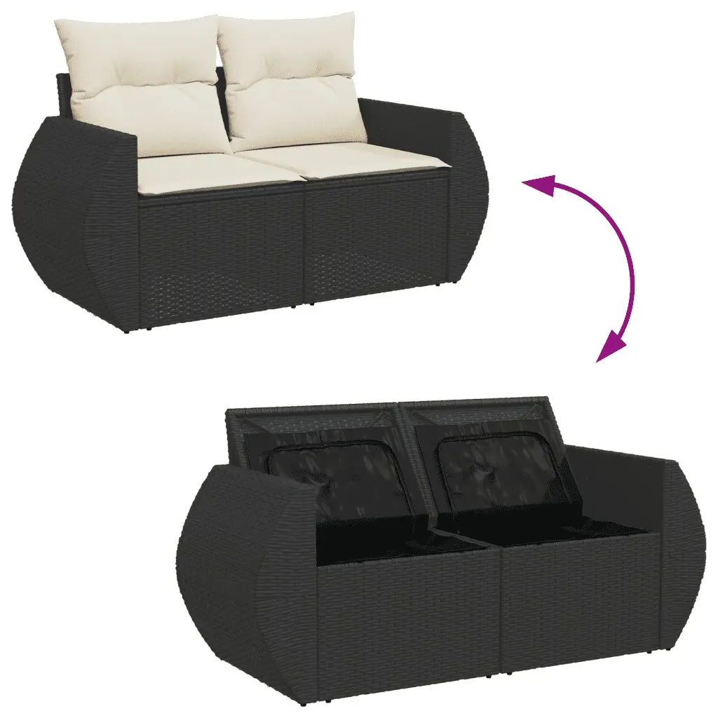 Garden Sofa Set 9 Piece Outdoor Furniture Patio Seating PE Rattan Black Weather Resistant