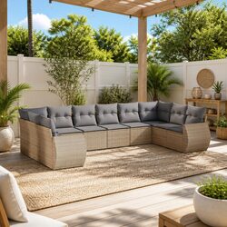Inviting Outdoor 10-Piece Garden Sofa Set in Beige