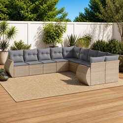 10-Piece Beige Patio Furniture Set for Outdoor Comfort