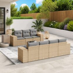 Modular Beige Outdoor Furniture Sofa Set - 8 Pieces
