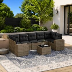 Transform Your Outdoor Space with 8-Piece Grey Sofa Set