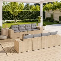 Comfortable Modular 9-Piece Patio Furniture Set Beige