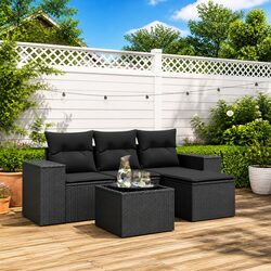 Enhance Your Outdoor Space with 5 Piece Black Rattan Sofa Set