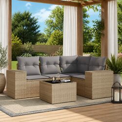 Enhance Your Patio with This Beige 5-Piece Garden Sofa Set