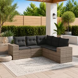 Garden Sofa Set 5 Piece Outdoor Patio Furniture with Cushions Storage Grey