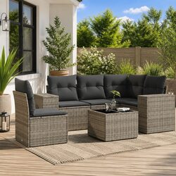 Comfortable 6 Piece Outdoor Sofa Set with Cushions