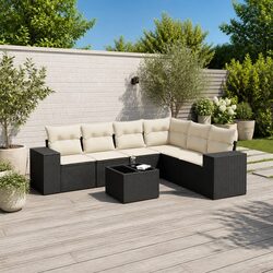 Outdoor 7-Piece Black Rattan Sofa Set for Stylish Living