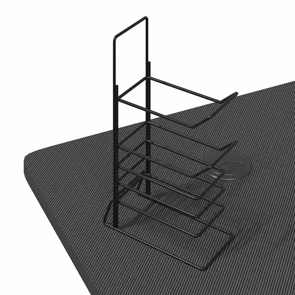 Gaming Desk LED RGB Z Shape Design Computer Workstation 110x60x75cm Black