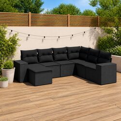 Stylish 7 Piece Outdoor Patio Furniture Set in Black