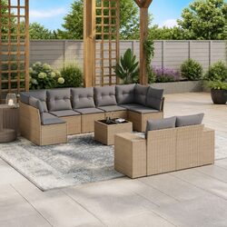 10 Piece Garden Sofa Set Outdoor Furniture Patio Lounge with Cushions Beige