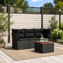 Stylish Black Poly Rattan 4 Piece Outdoor Sofa for Your Patio