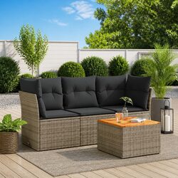 Grey 4 Piece Outdoor Sofa Set with Cushions for Relaxation