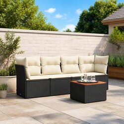 5 Piece Modular Black Patio Sofa Set for Outdoor Enjoyment