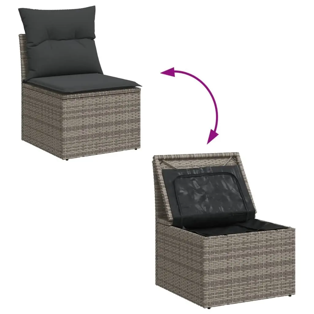 Garden Sofa Set 8 Piece Outdoor Furniture with Cushions Grey Poly Rattan Patio