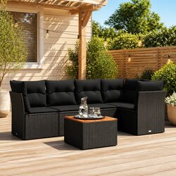 Stylish 6-Piece Modular Outdoor Sofa Set in Black