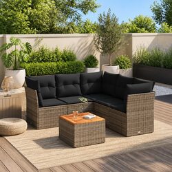 Transform Your Patio with 6-Piece Grey Garden Sofa Set
