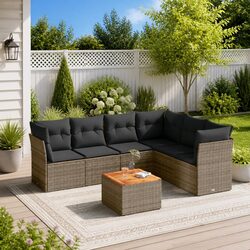 Stylish 7-Piece Grey Rattan Sofa Set for Outdoor Living