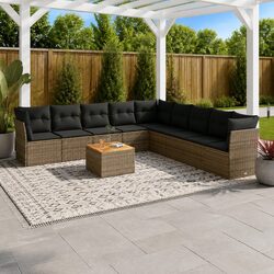Garden Sofa Set 10 Piece Outdoor Furniture Patio Sectional with Storage Grey