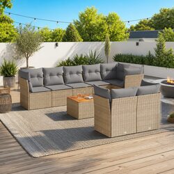 Beige 9-Piece Patio Sofa Set for Outdoor Relaxation