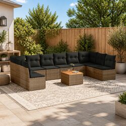 Stylish 11-Piece Outdoor Sofa Set with Cushions Grey