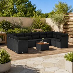 Stylish 11-Piece Black Outdoor Sofa Set for Any Space