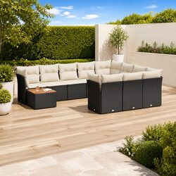 Transform Your Patio with This 11-Piece Black Sofa Set