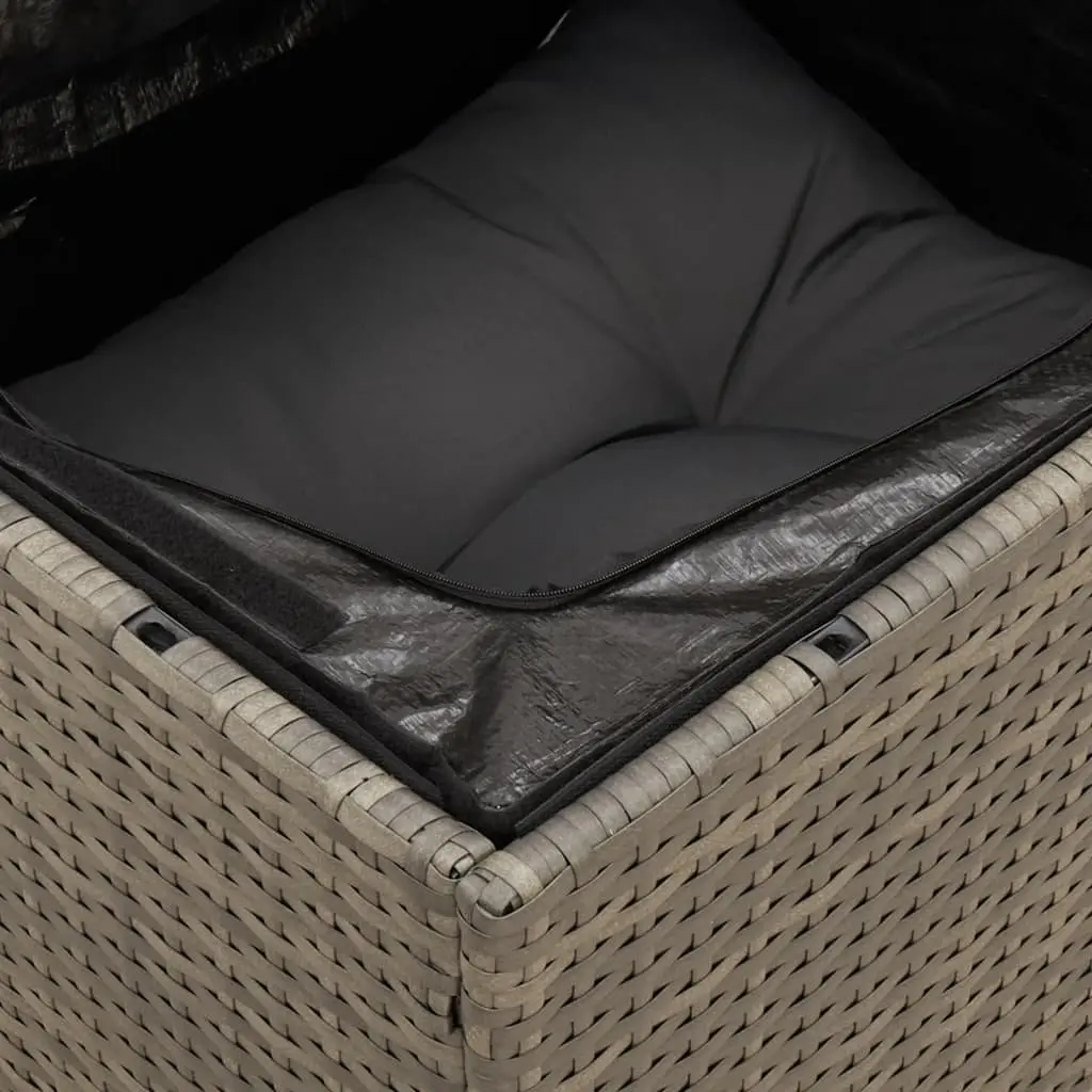 Garden Sofa Set 11 Piece Grey Poly Rattan Outdoor Furniture with Storage Space and Acacia Wood Tabletop
