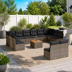 Grey Modular Garden Sofa Set 13 Pieces for Outdoor Relaxing