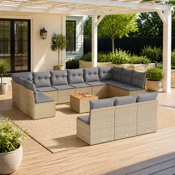 Beige 14-Piece Garden Sofa Set for Stylish Outdoor Spaces