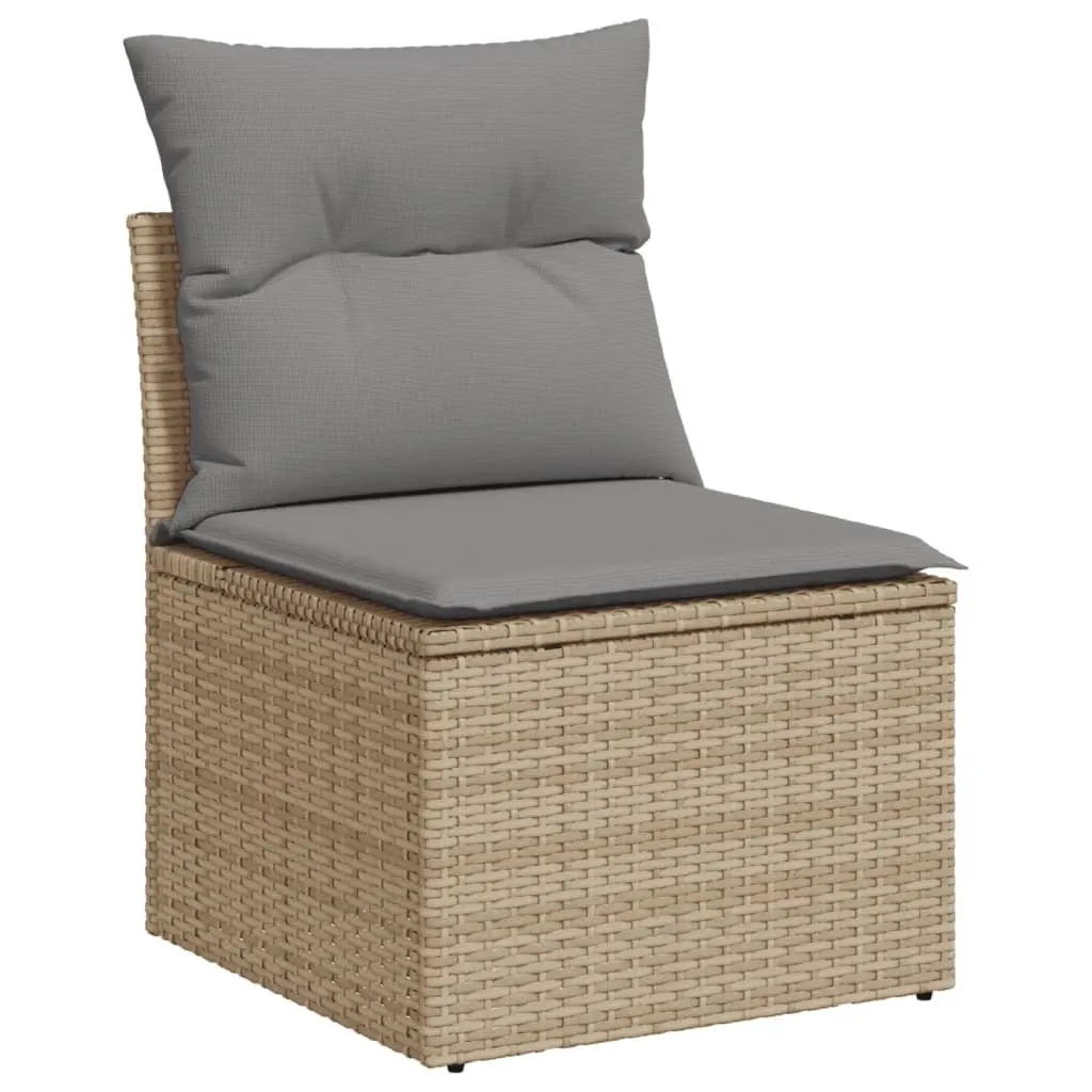 Outdoor Furniture Set 13 Piece Modular Sofa Beige Poly Rattan Cushions Storage Bags